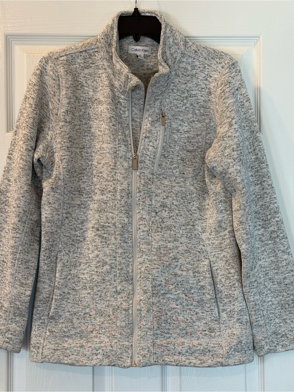 Calvin Klein Women's Heather Light Gray Full-Zip Utility Jacket